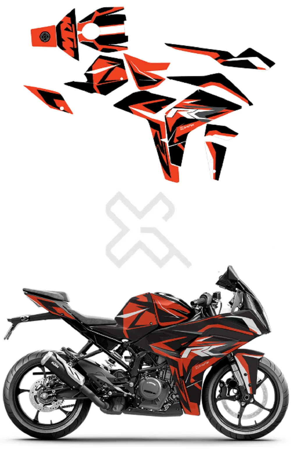 Full Body Sticker Compatible with RC 125/200/390 | Made In Premium Matte Vinyl With FPF(Fade Protection Film), Water Proof, Precut Sticker, Pack Of 1 Compatible with Both Side